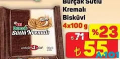 ETİ BURÇAK SÜTLÜ KREMALI BİSKÜVİ 4X100 G ETİ BURÇAK SÜTLÜ KREMALI BİSKÜVİ 4X100 G